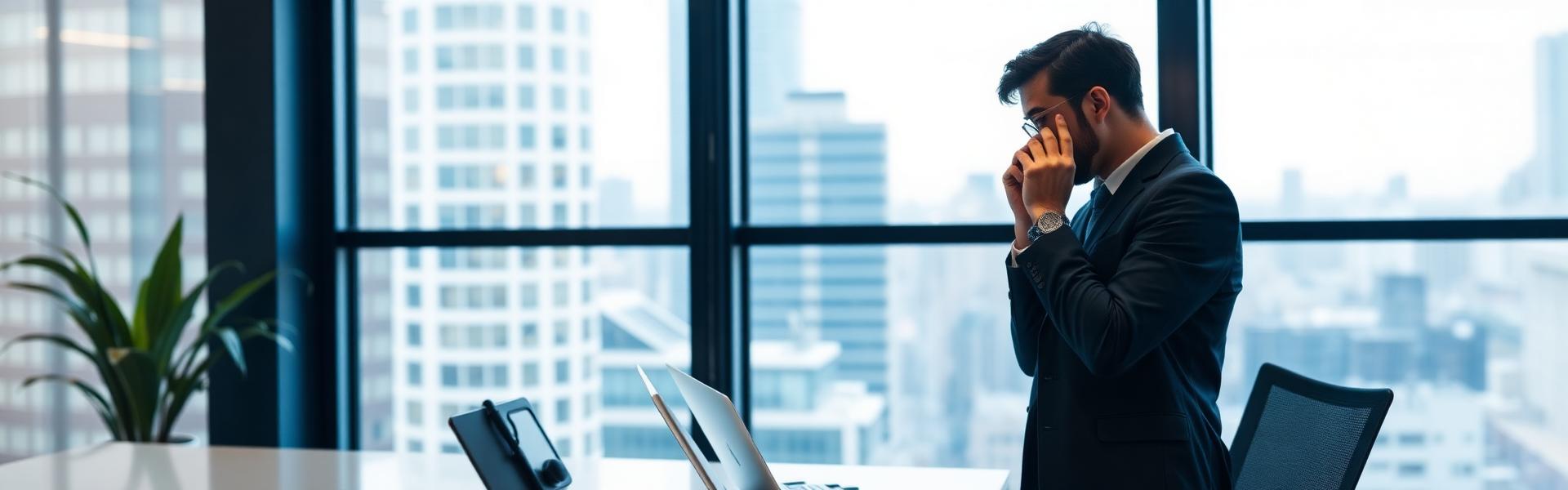 Investor on the phone in a modern office